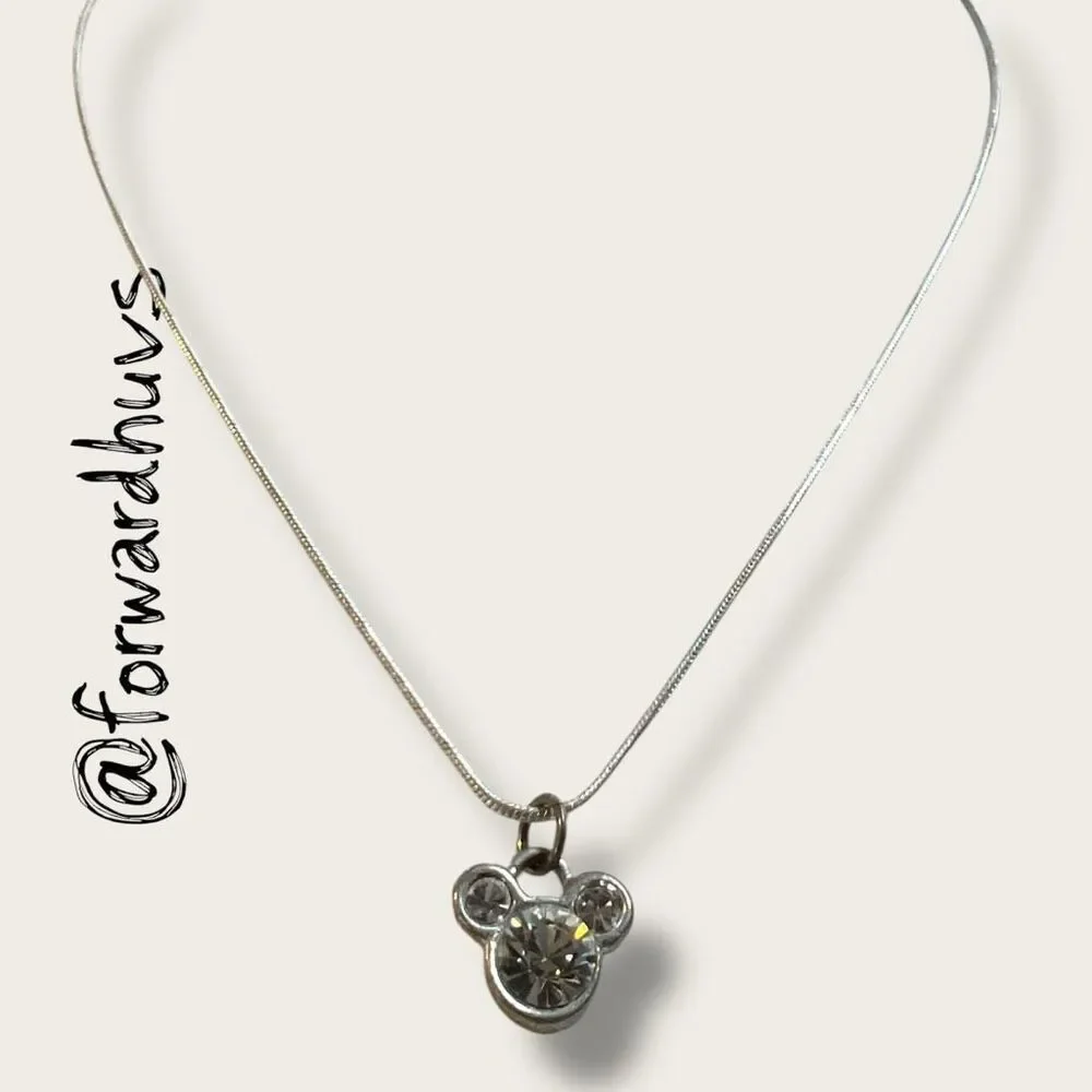 Disney Mickey Mouse Pendant Necklace – Silver Tone – 15”